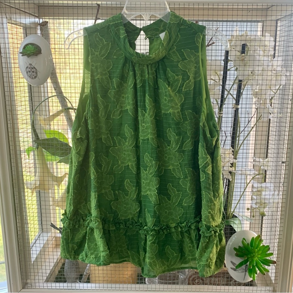 Maeve by Anthropologie Green Lace Sleeveless Top Tunic XL 20W 1X